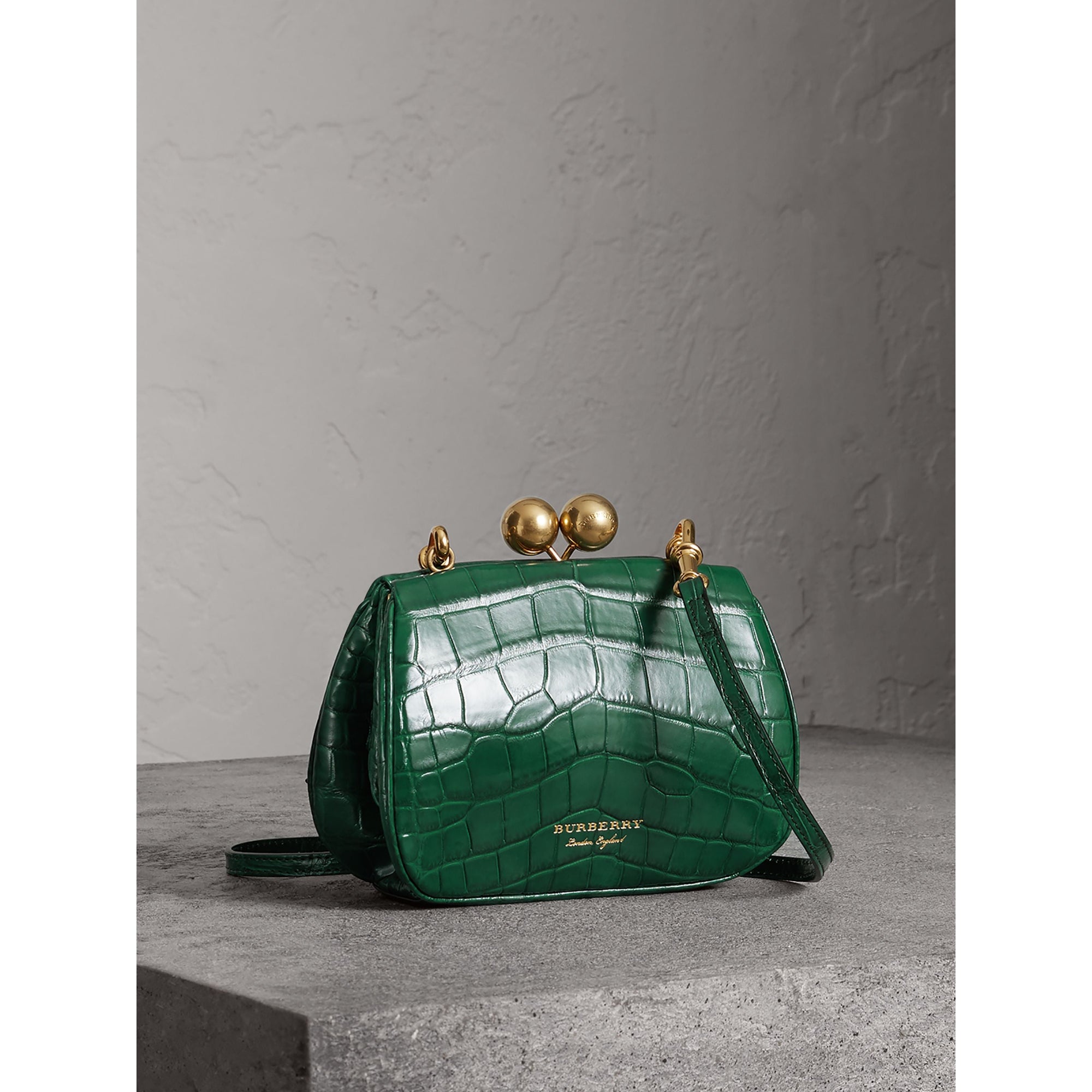 Petit sac porte-monnaie en alligator - Vert Sombre