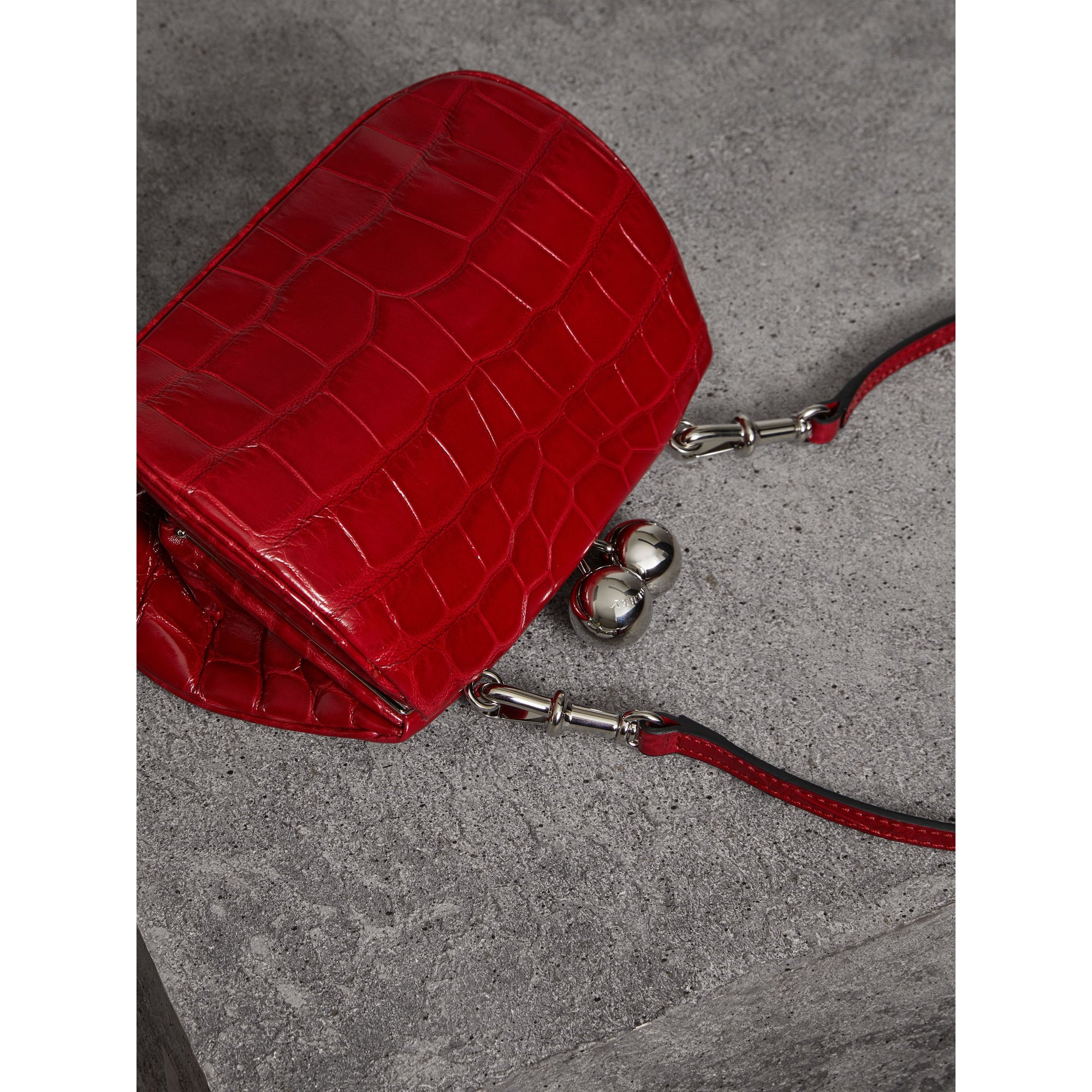 Petit sac porte-monnaie en alligator - Rouge Vif