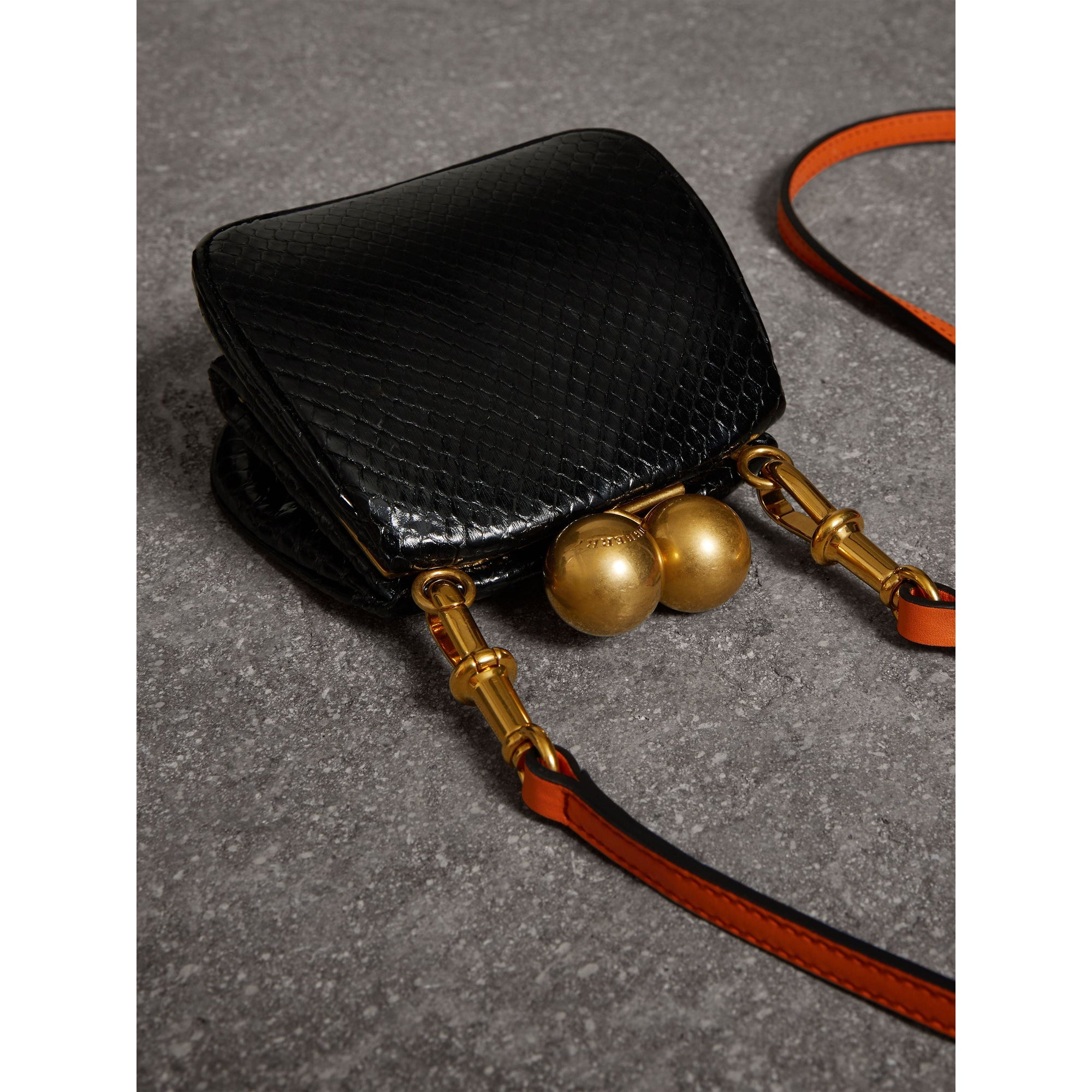 Mini sac porte-monnaie en python bicolore - Noir