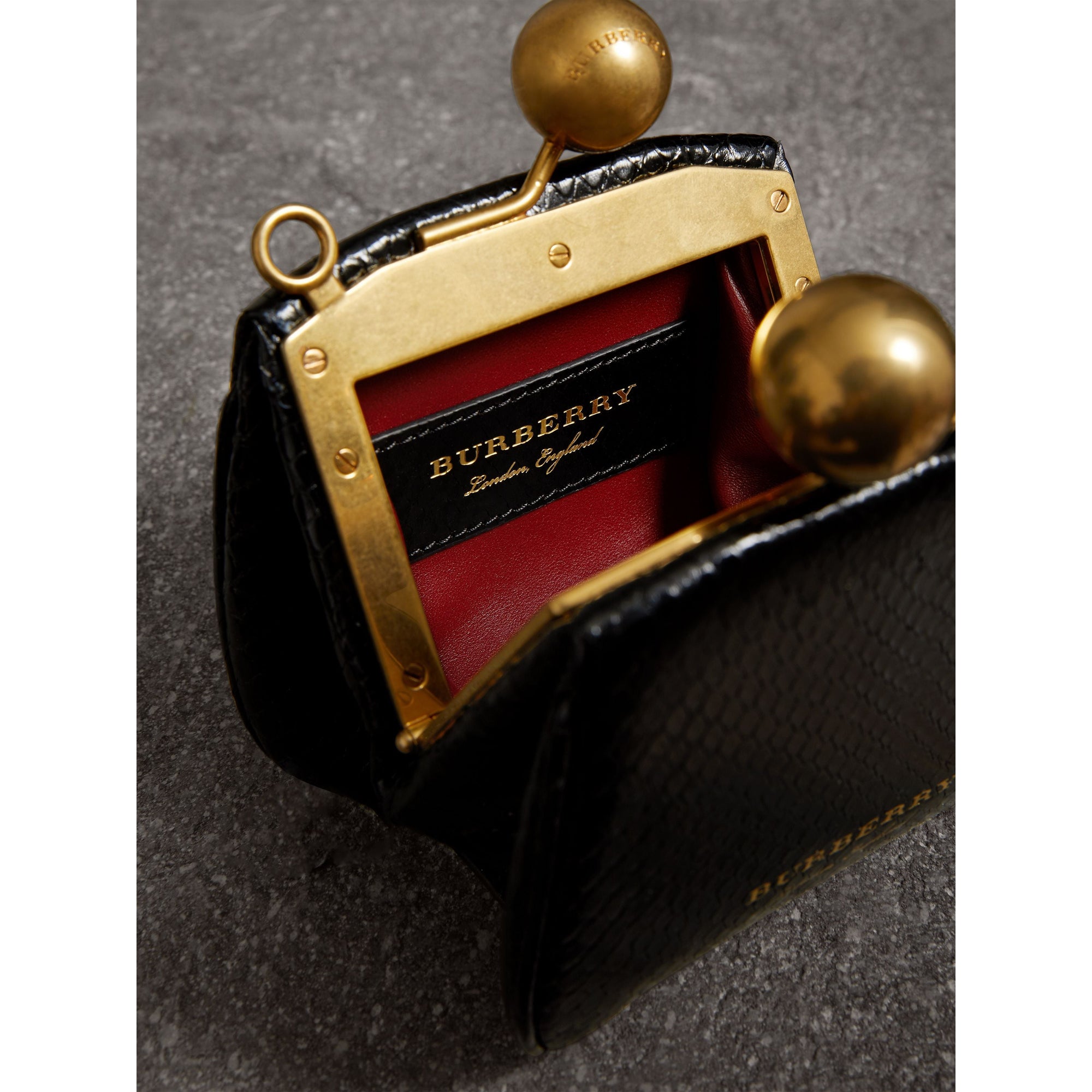 Mini sac porte-monnaie en python bicolore - Noir
