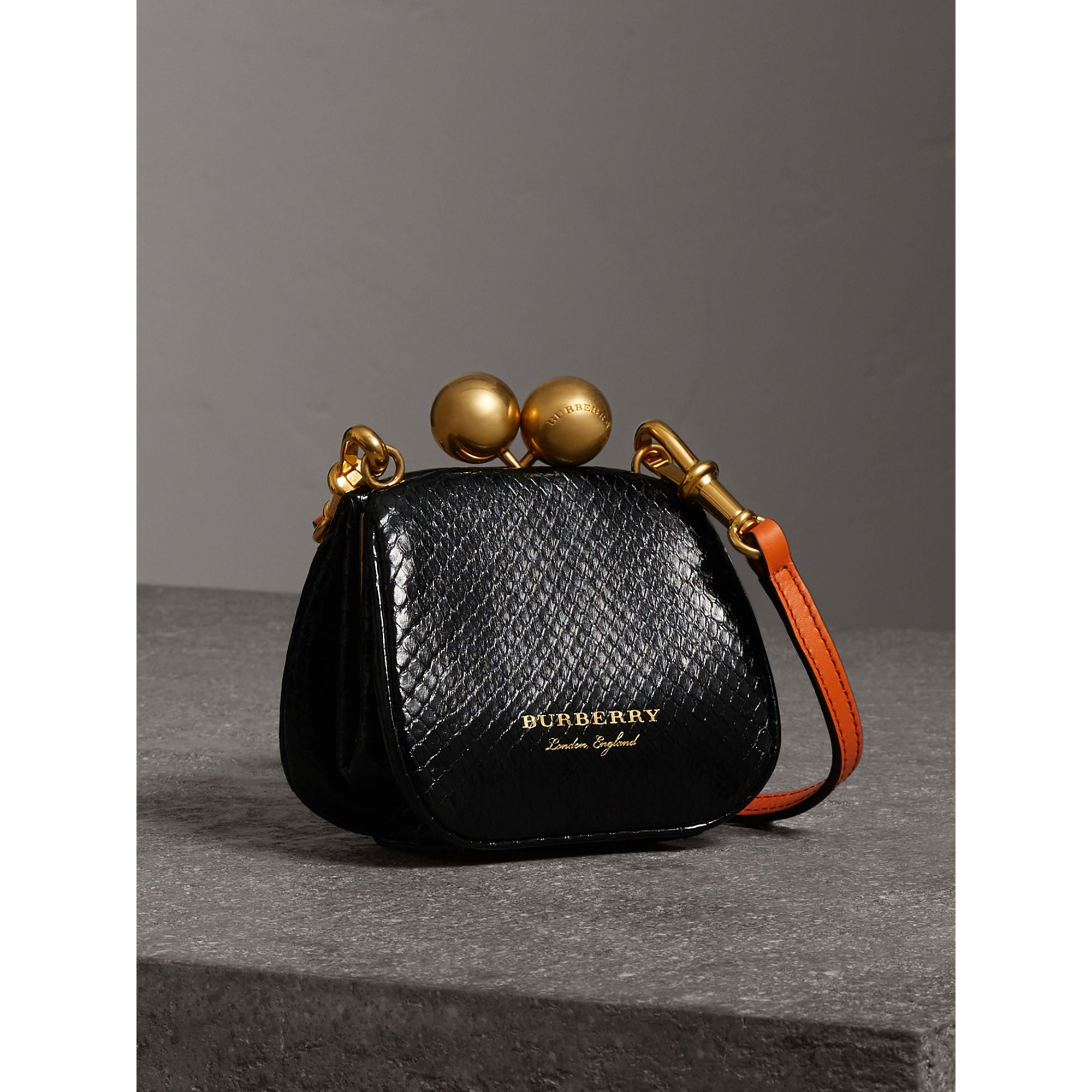 Mini sac porte-monnaie en python bicolore - Noir