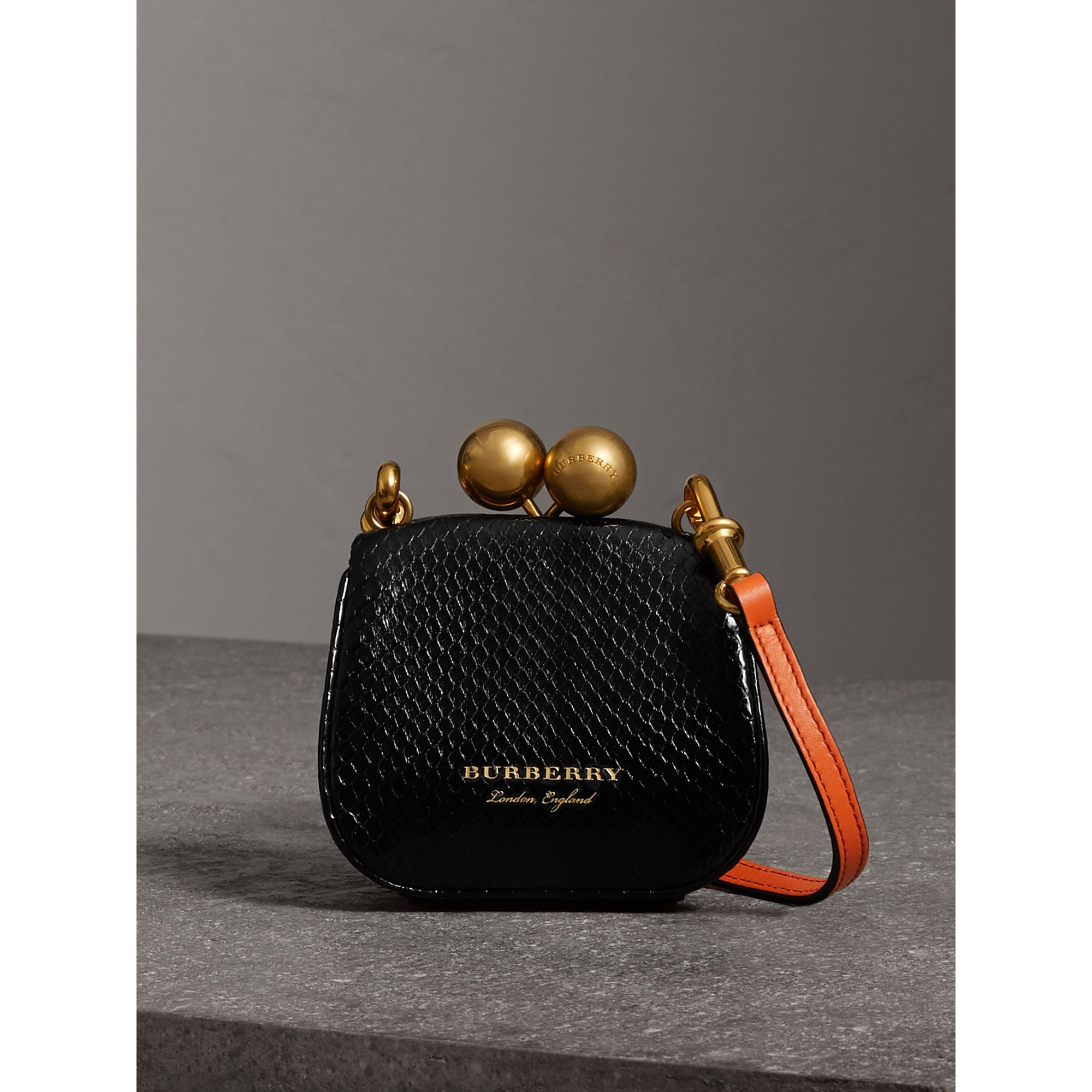 BLACK Mini sac porte-monnaie en python bicolore
