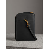 BLACK Étui pour passeport zippé en cuir trench