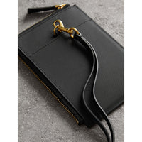 BLACK Étui pour passeport zippé en cuir trench