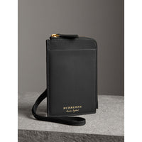 BLACK Étui pour passeport zippé en cuir trench