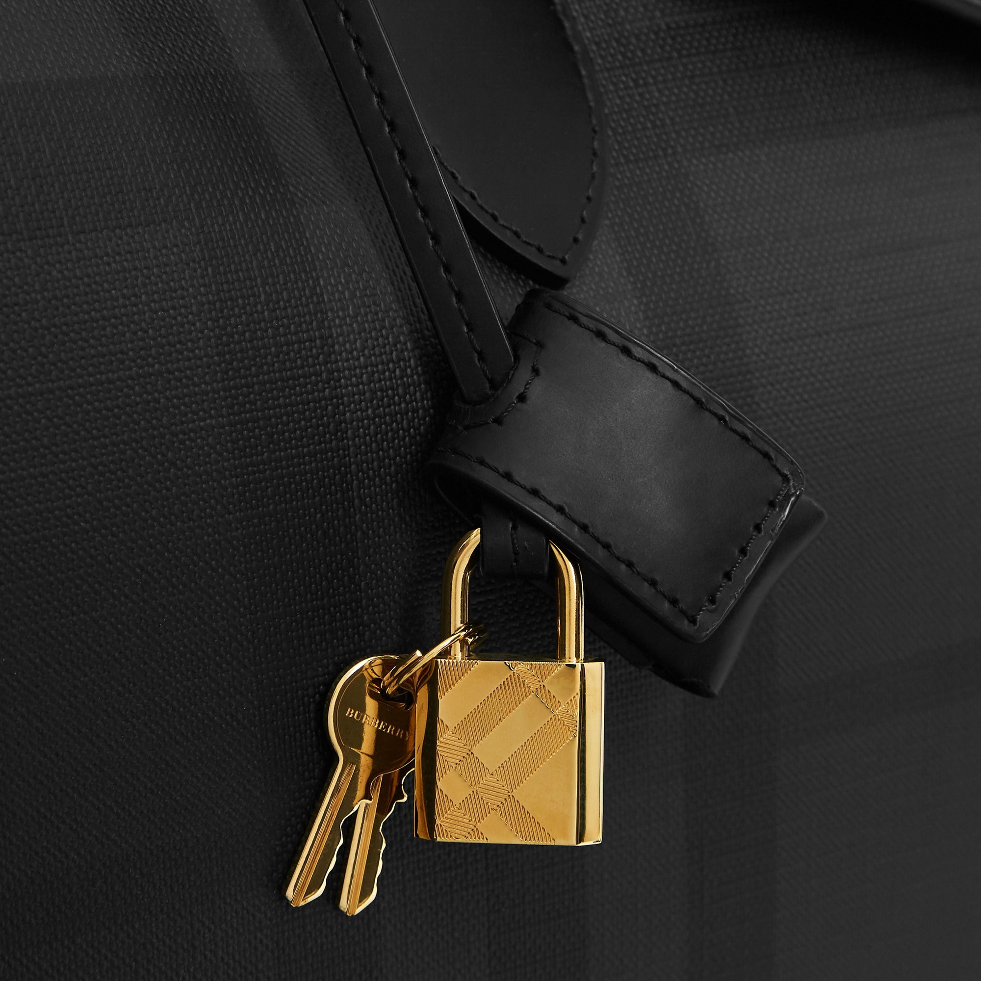 CHARCOAL/BLACK Fourre-tout à motif London check avec éléments en cuir