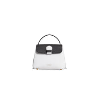 CHALK WHITE/BLACK Petit sac tote en cuir bicolore et coton House check