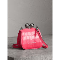 Mini sac porte-monnaie en alligator - Rose Néon