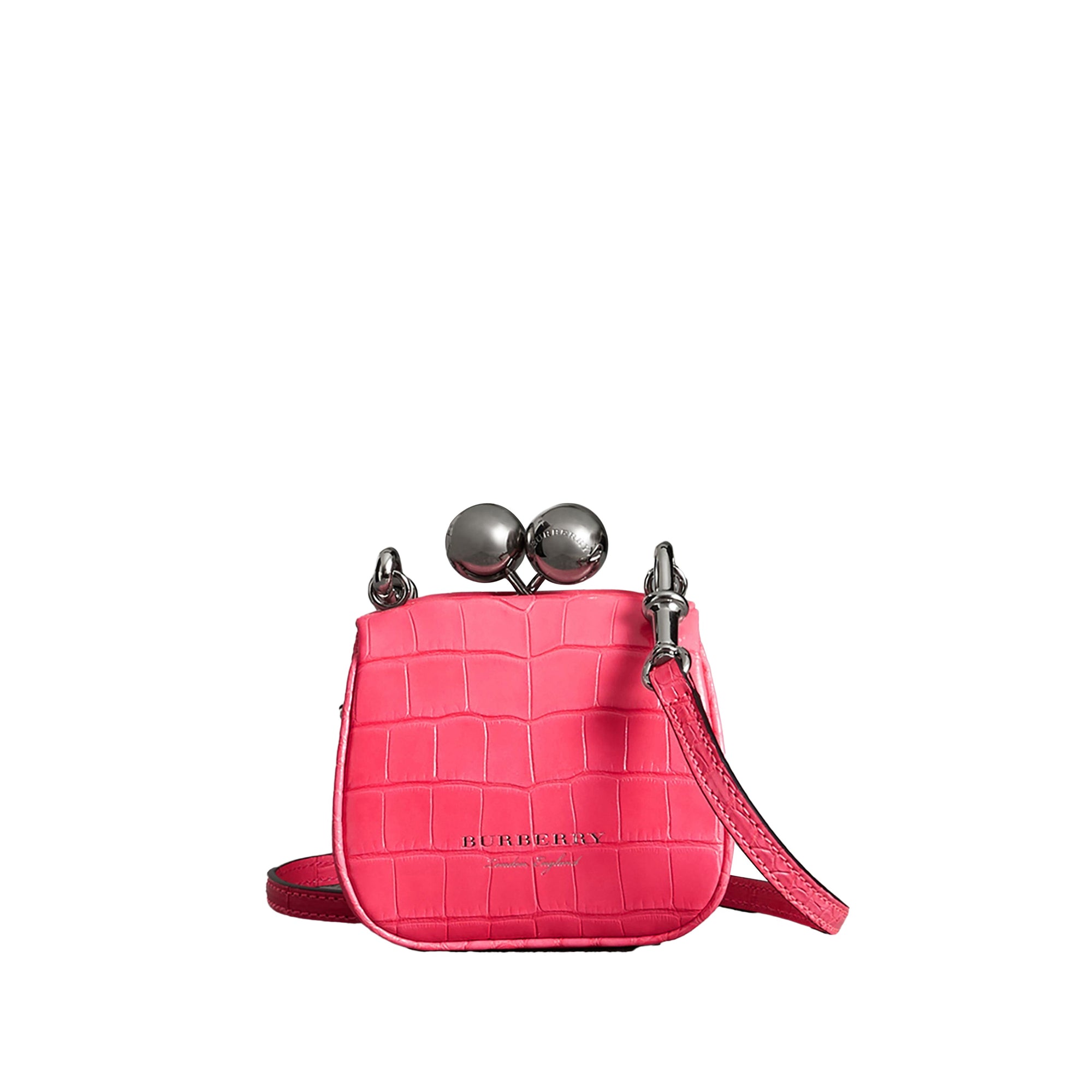 Mini sac porte-monnaie en alligator - Rose Néon