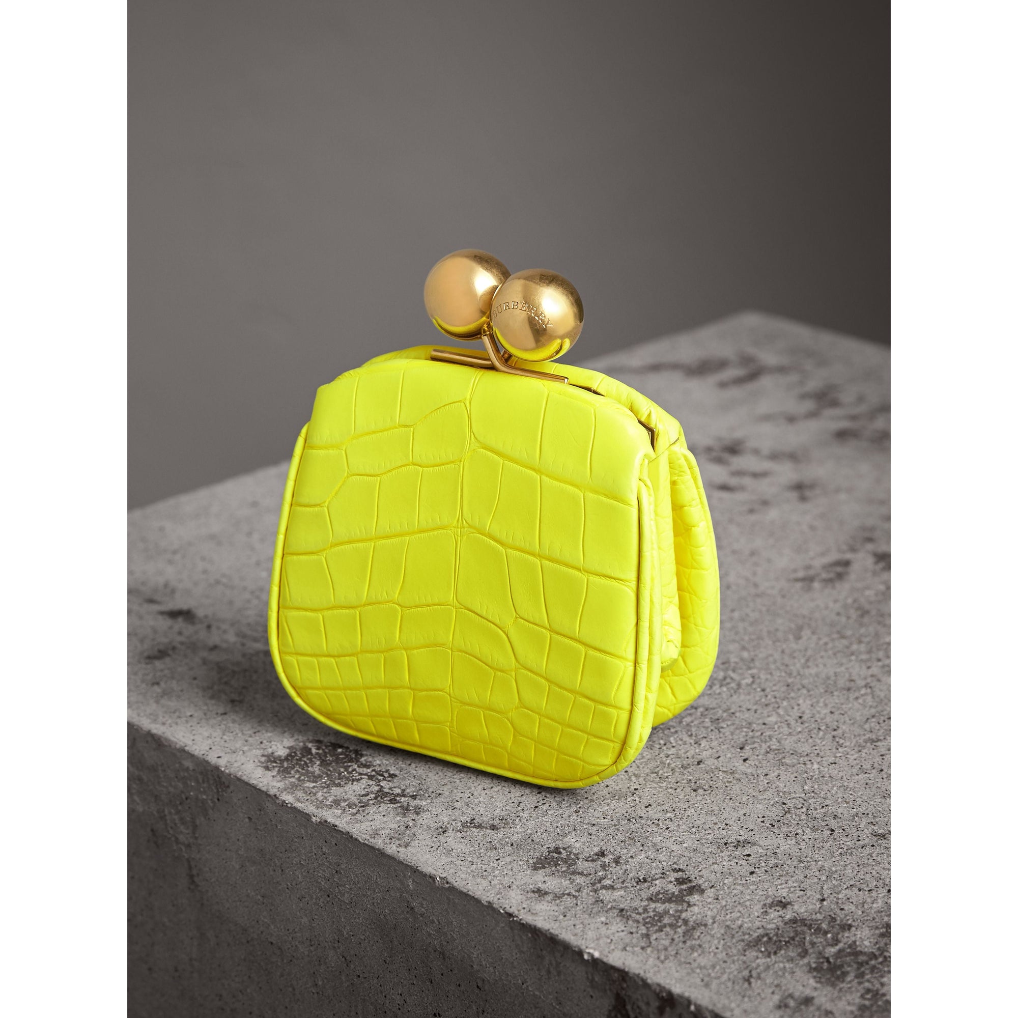 Mini sac porte-monnaie en alligator - Jaune Néon