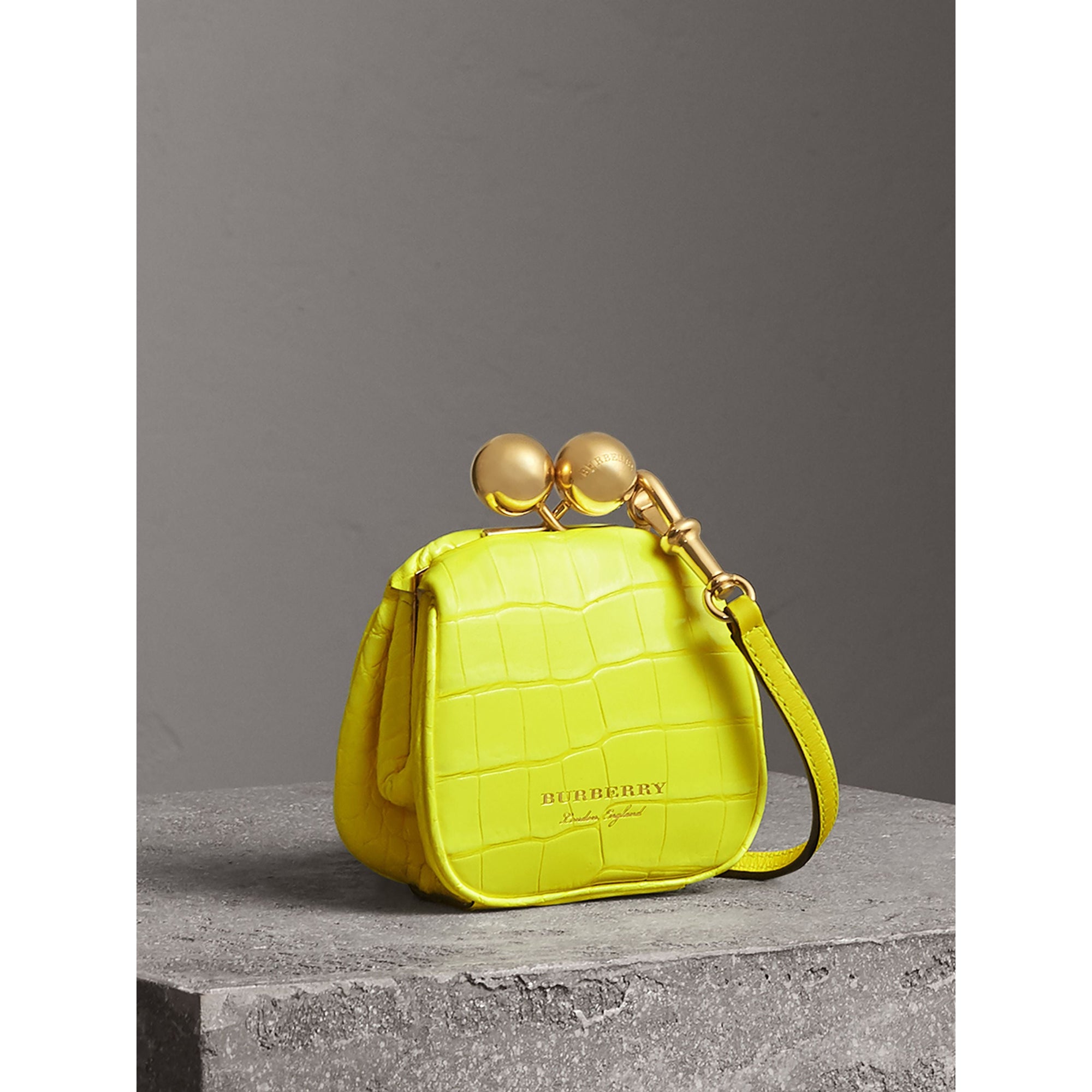 Mini sac porte-monnaie en alligator - Jaune Néon