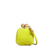 Mini sac porte-monnaie en alligator - Jaune Néon