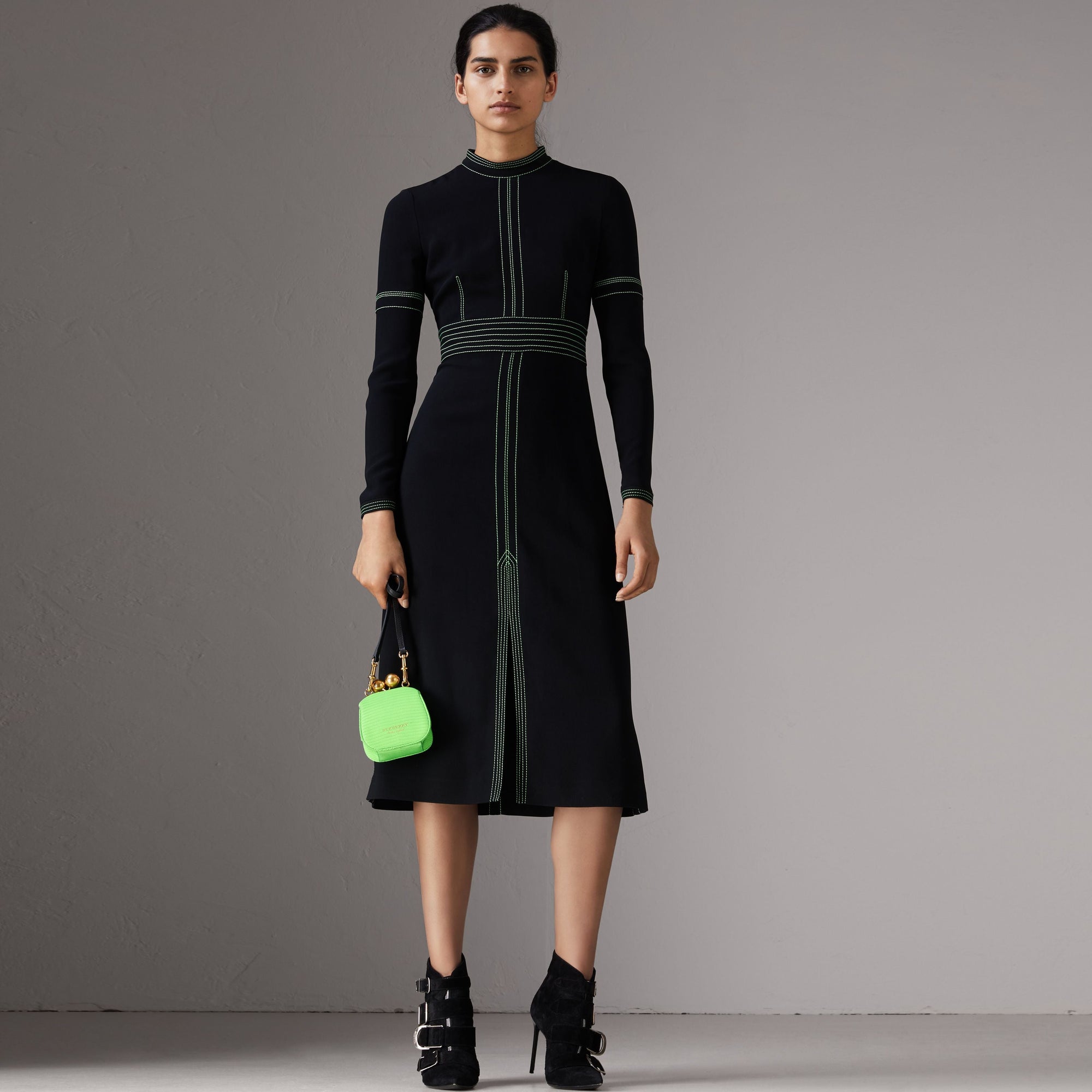 Mini sac porte-monnaie en lézard bicolore - Vert Néon