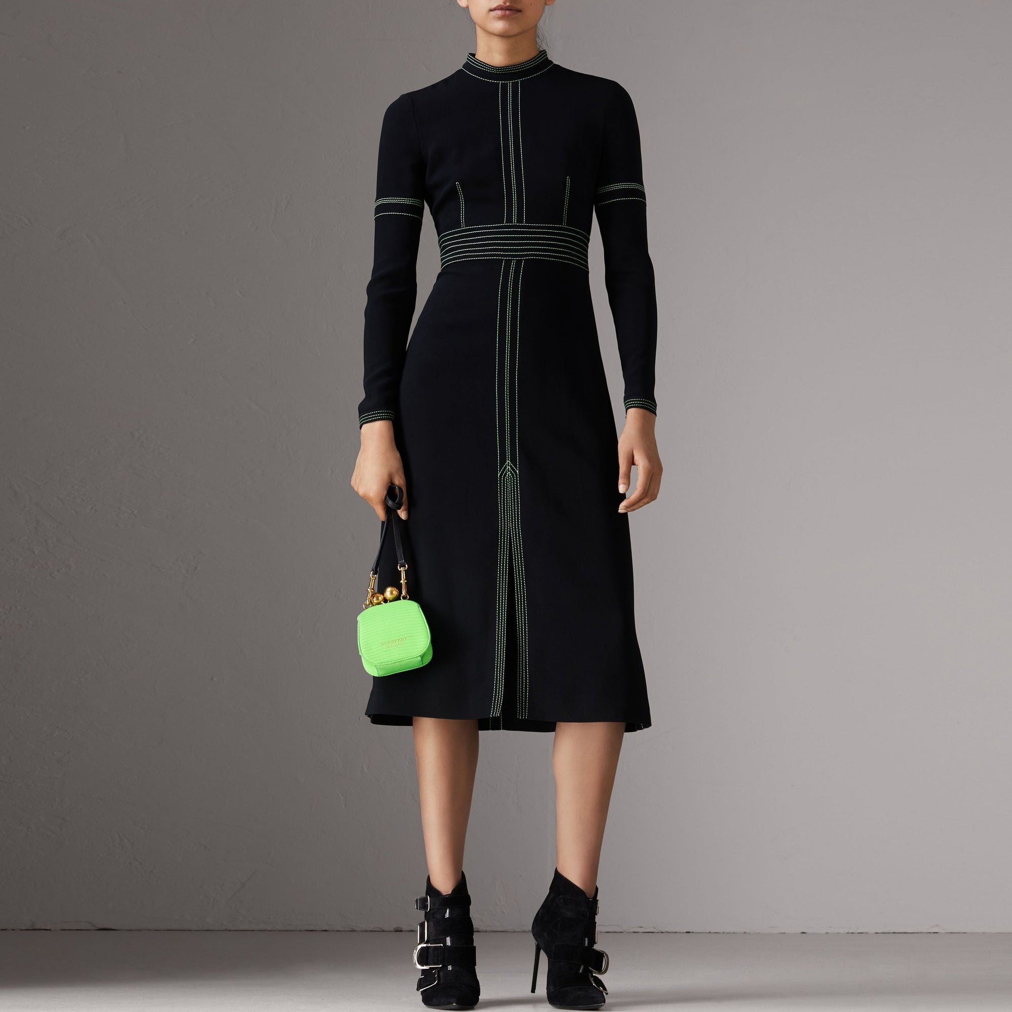 Mini sac porte-monnaie en lézard bicolore - Vert néon