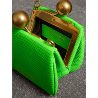 Mini sac porte-monnaie en lézard bicolore - Vert Néon