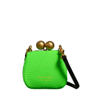 Mini sac porte-monnaie en lézard bicolore - Vert néon