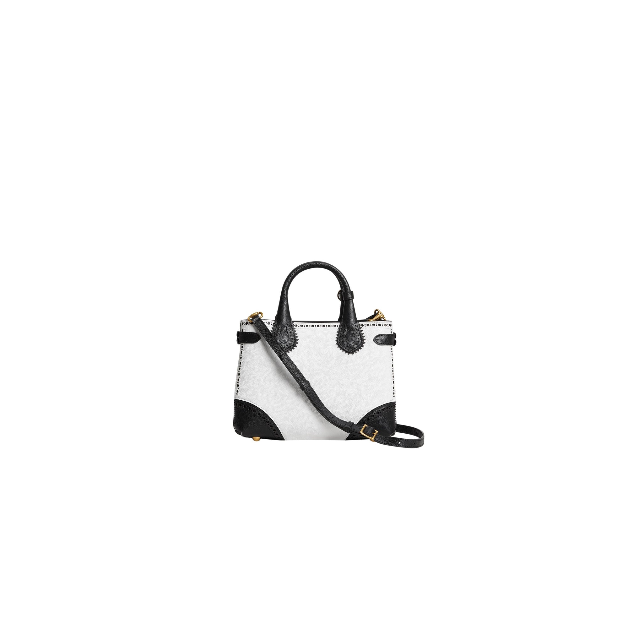 CHALK WHITE/BLACK Petit sac The Banner en cuir bicolore avec détails richelieu