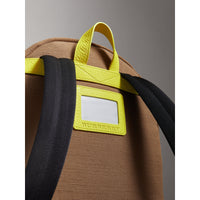 NEON YELLOW Sac à dos en cuir et tissu Canvas check