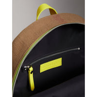 NEON YELLOW Sac à dos en cuir et tissu Canvas check