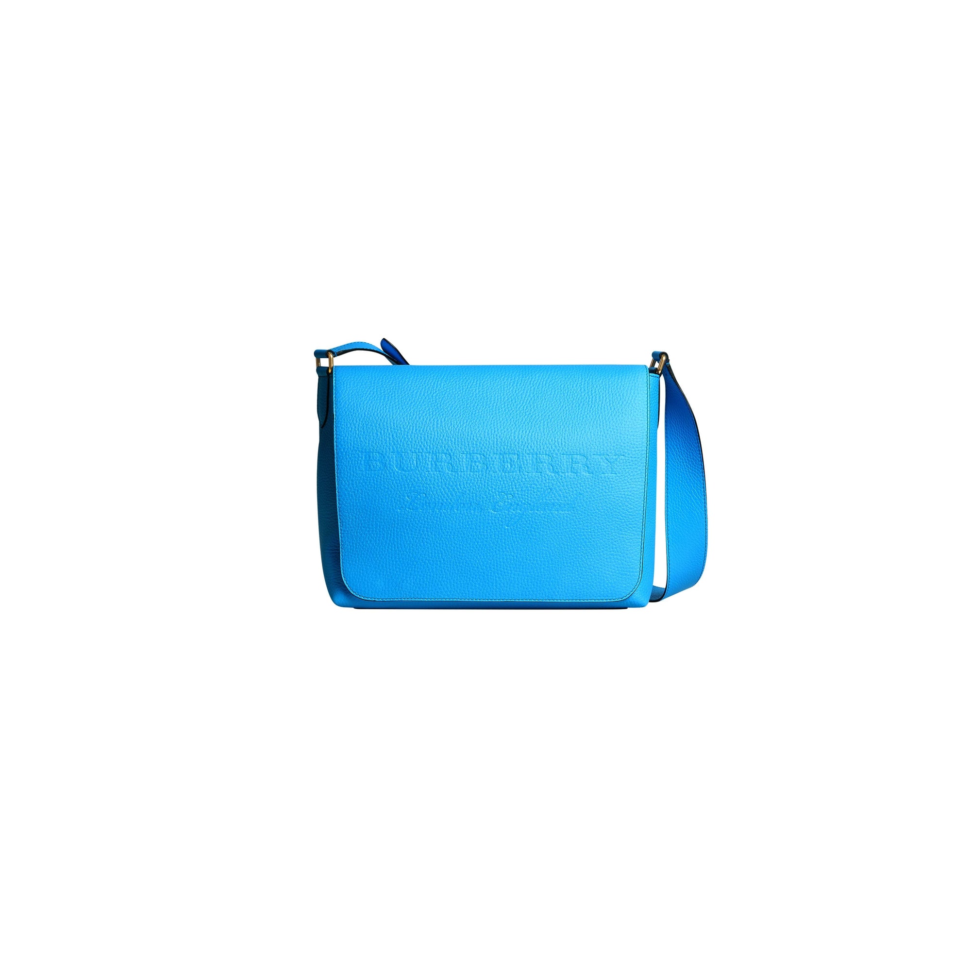 NEON BLUE Grand sac Messenger en cuir estampé