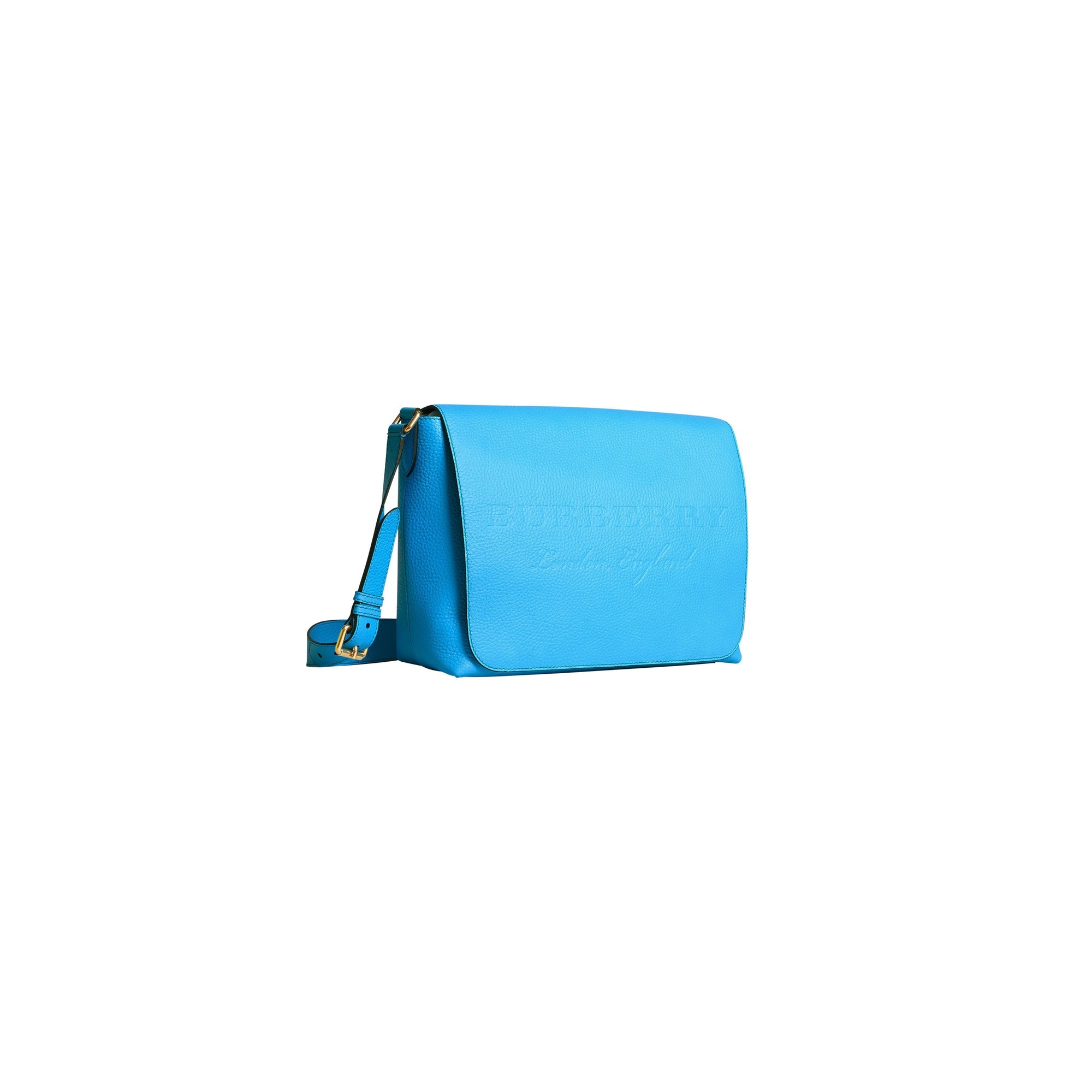 NEON BLUE Grand sac Messenger en cuir estampé
