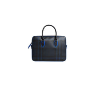 NAVY/BLUE Attaché-case moyen à motif London check avec détails en cuir