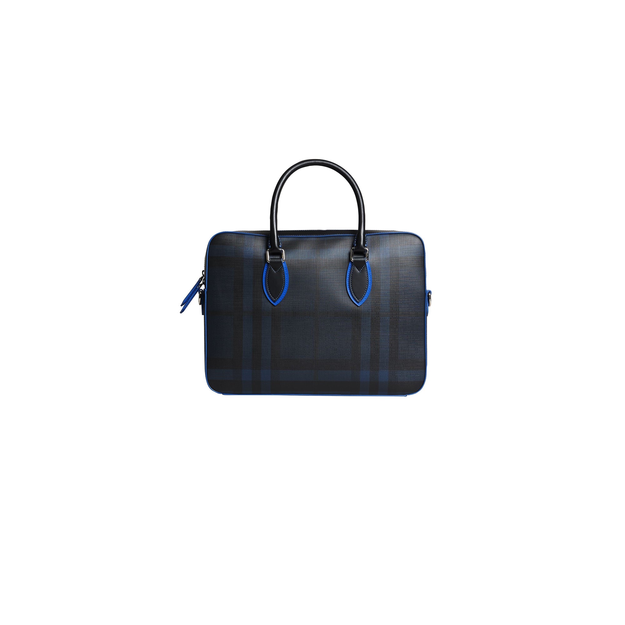 NAVY/BLUE Attaché-case moyen à motif London check avec détails en cuir