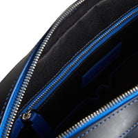 NAVY/BLUE Attaché-case moyen à motif London check avec détails en cuir
