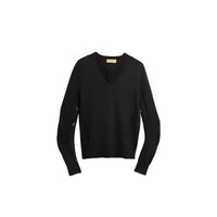 BLACK Pull en V en laine mérinos avec détails check