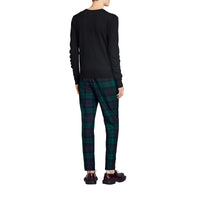 BLACK Pull en V en laine mérinos avec détails check