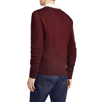 BURGUNDY Pull en laine mérinos à détails check