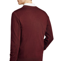 BURGUNDY Pull en laine mérinos à détails check