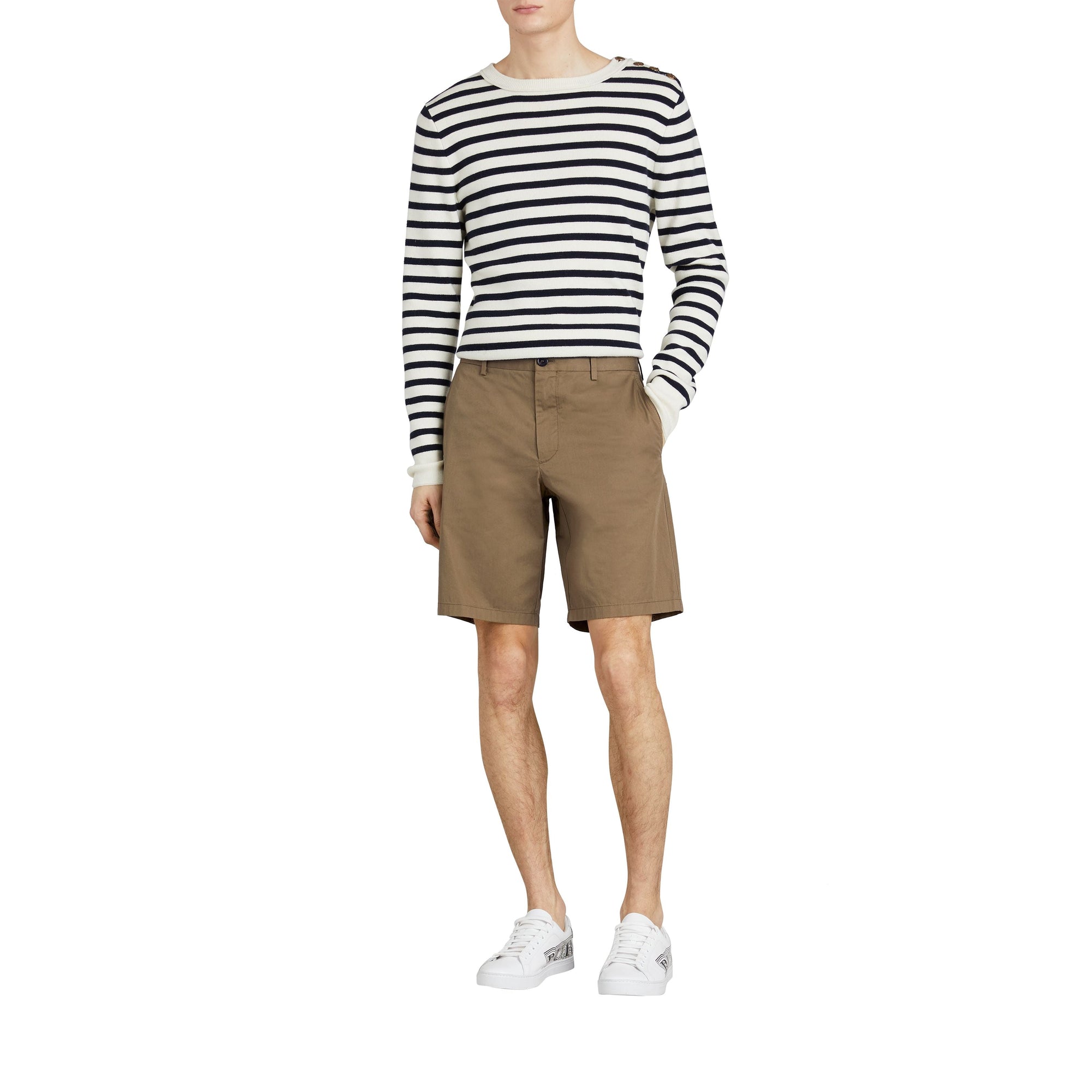 OLIVE GREEN Short chino en sergé de coton