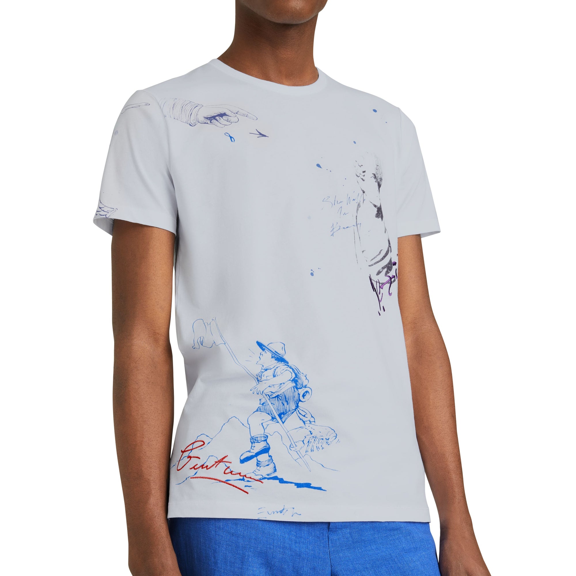 WHITE T-shirt en coton avec imprimés dessinés