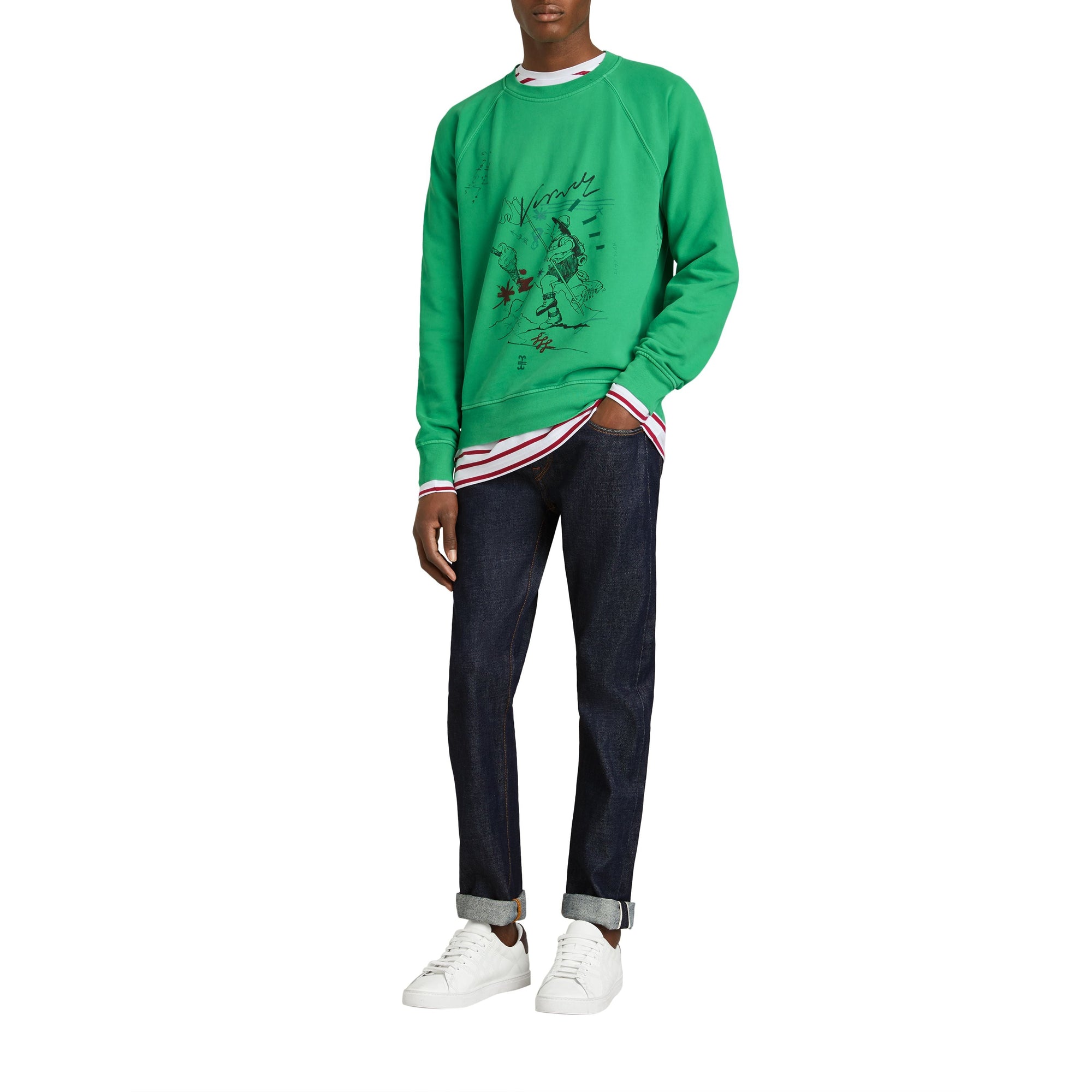 BRIGHT GREEN Sweat-shirt en coton à imprimé aventure