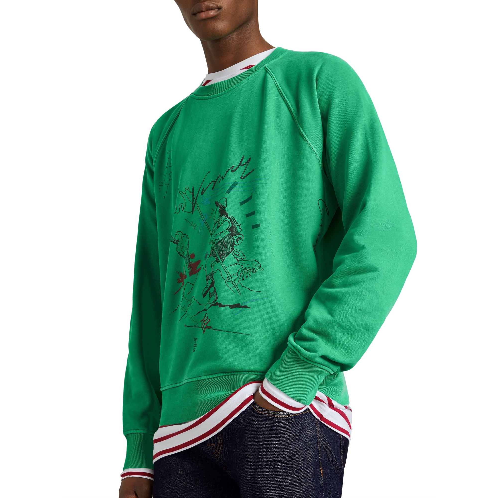 BRIGHT GREEN Sweat-shirt en coton à imprimé aventure