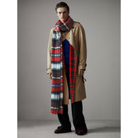 BRIGHT RED Écharpe longue en laine et mohair mélangés à motif check