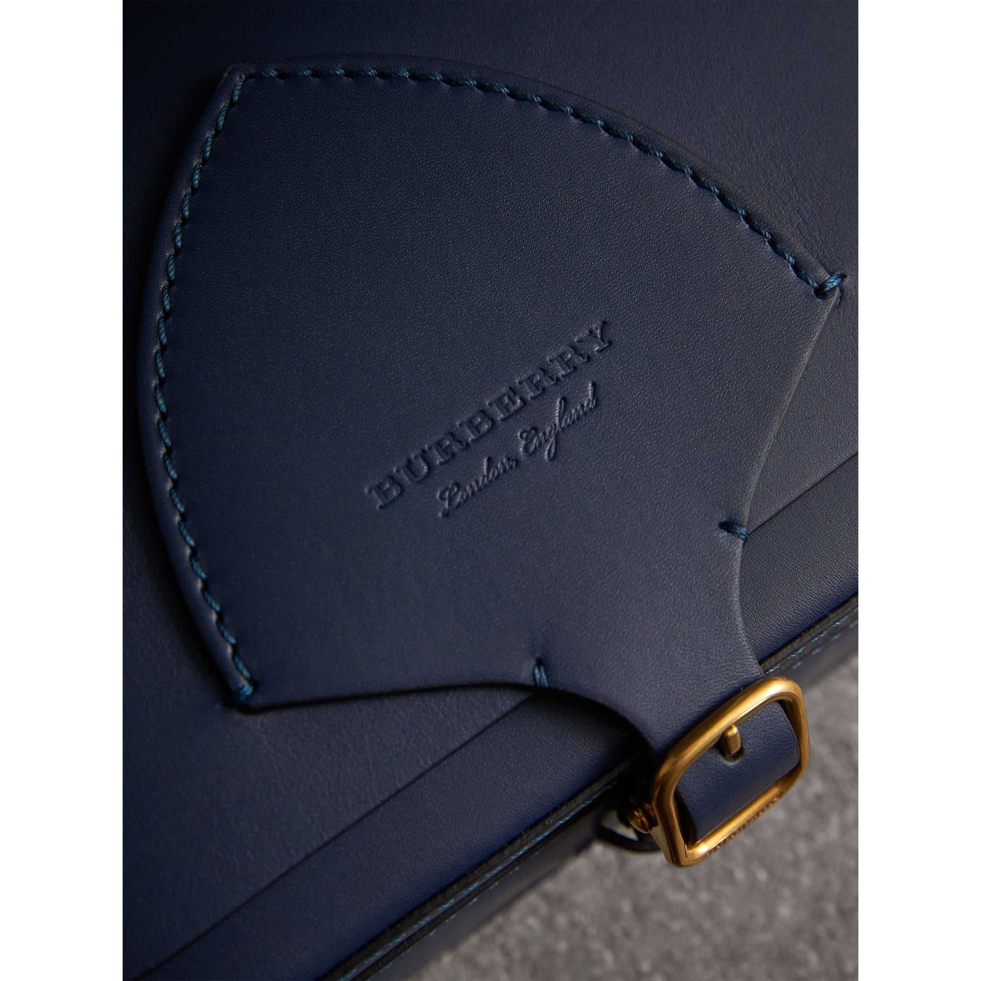 Sac the satchel carré en cuir - Indigo