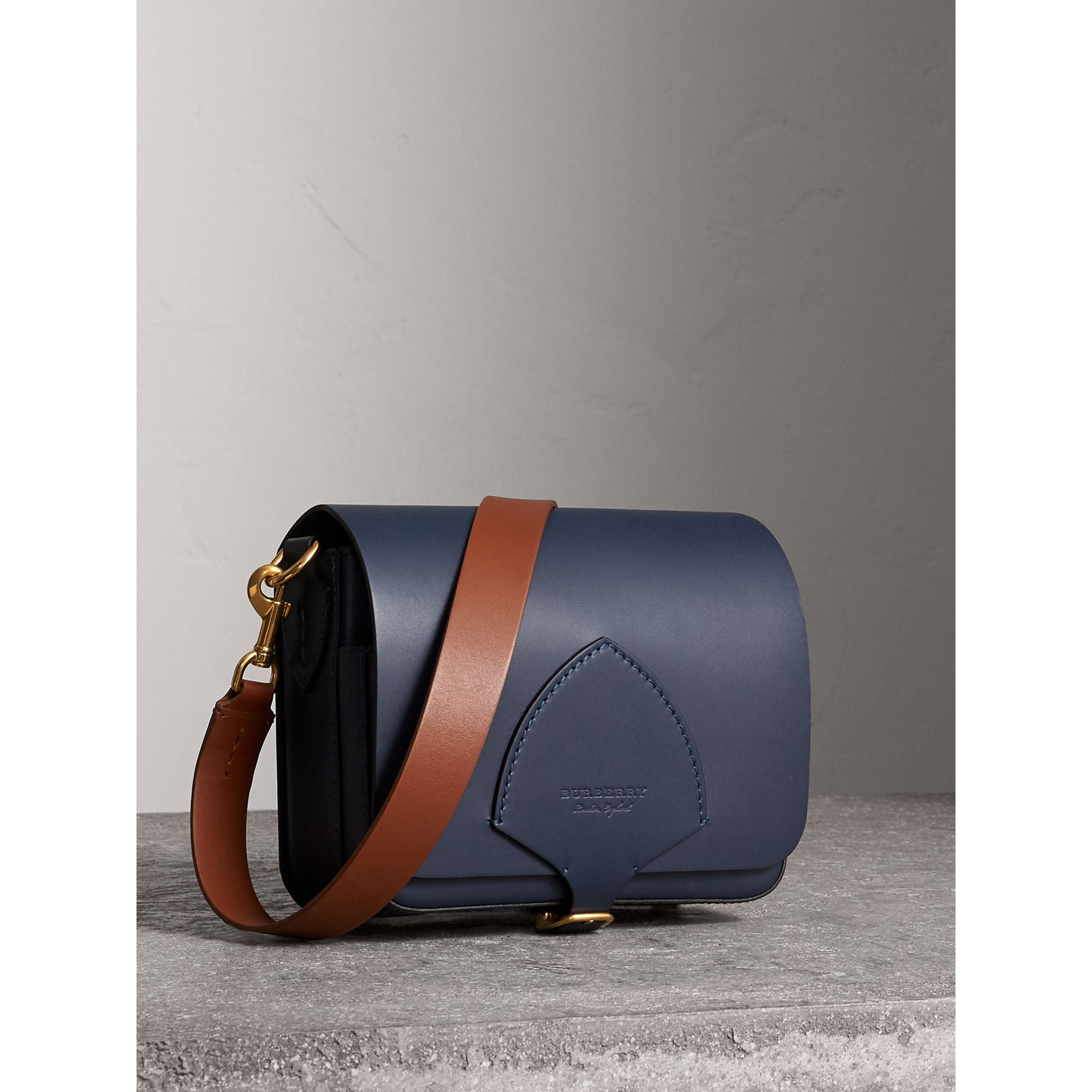 Sac the satchel carré en cuir - Indigo