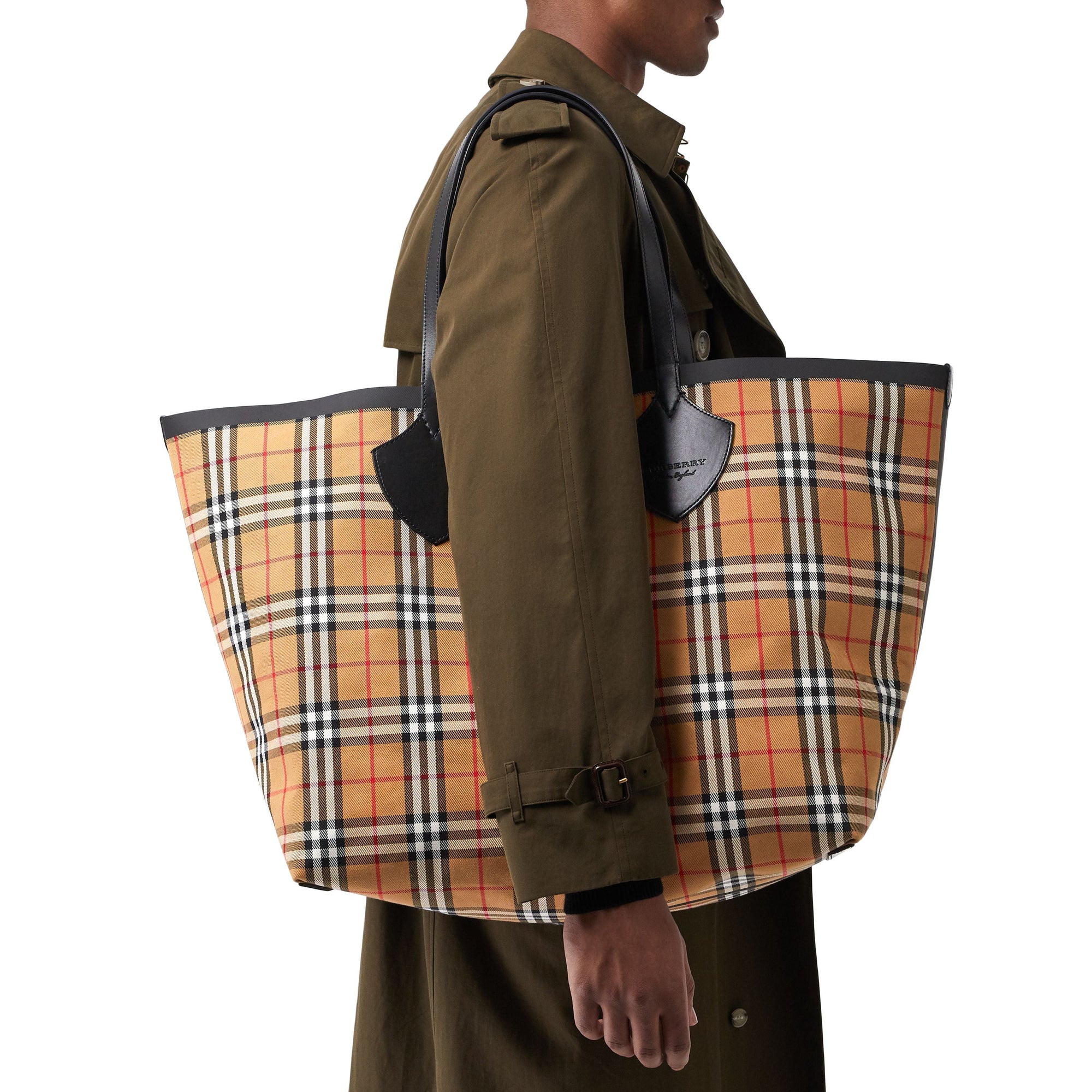 AT YELLOW/FLAXYELLOW Sac tote The Giant réversible en coton à motif Vintage check