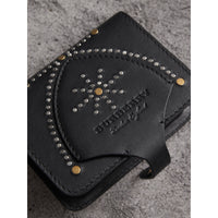 BLACK Porte-cartes en cuir à rivets avec bouclier du Cavalier