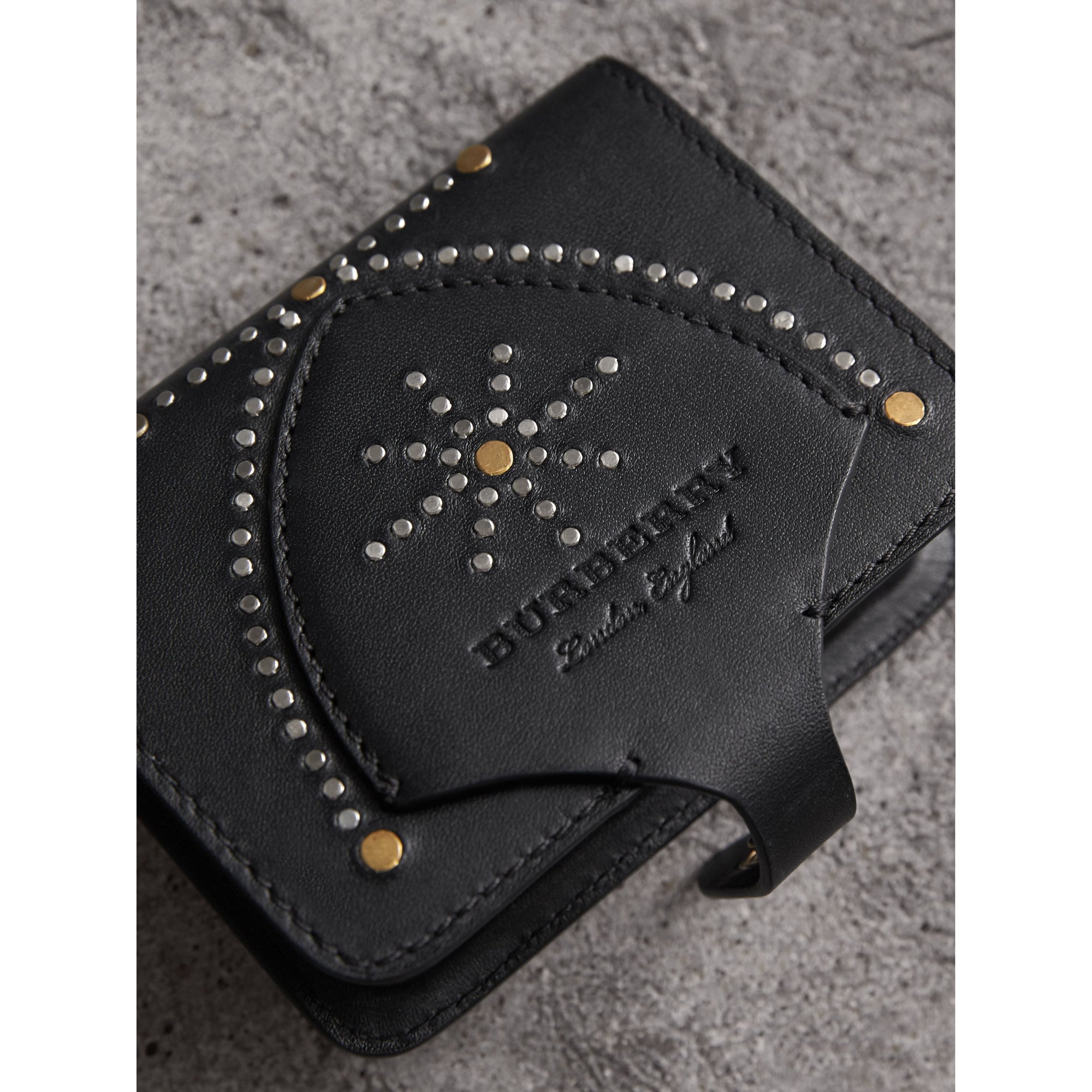 BLACK Porte-cartes en cuir à rivets avec bouclier du Cavalier