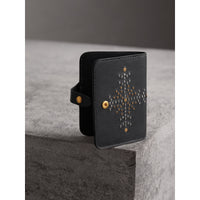 BLACK Porte-cartes en cuir à rivets avec bouclier du Cavalier