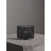 BLACK Porte-cartes en cuir à rivets avec bouclier du Cavalier
