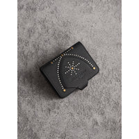 BLACK Porte-cartes en cuir à rivets avec bouclier du Cavalier