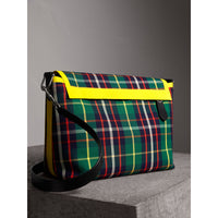 FOREST GREEN Grand sac Messenger en coton tartan