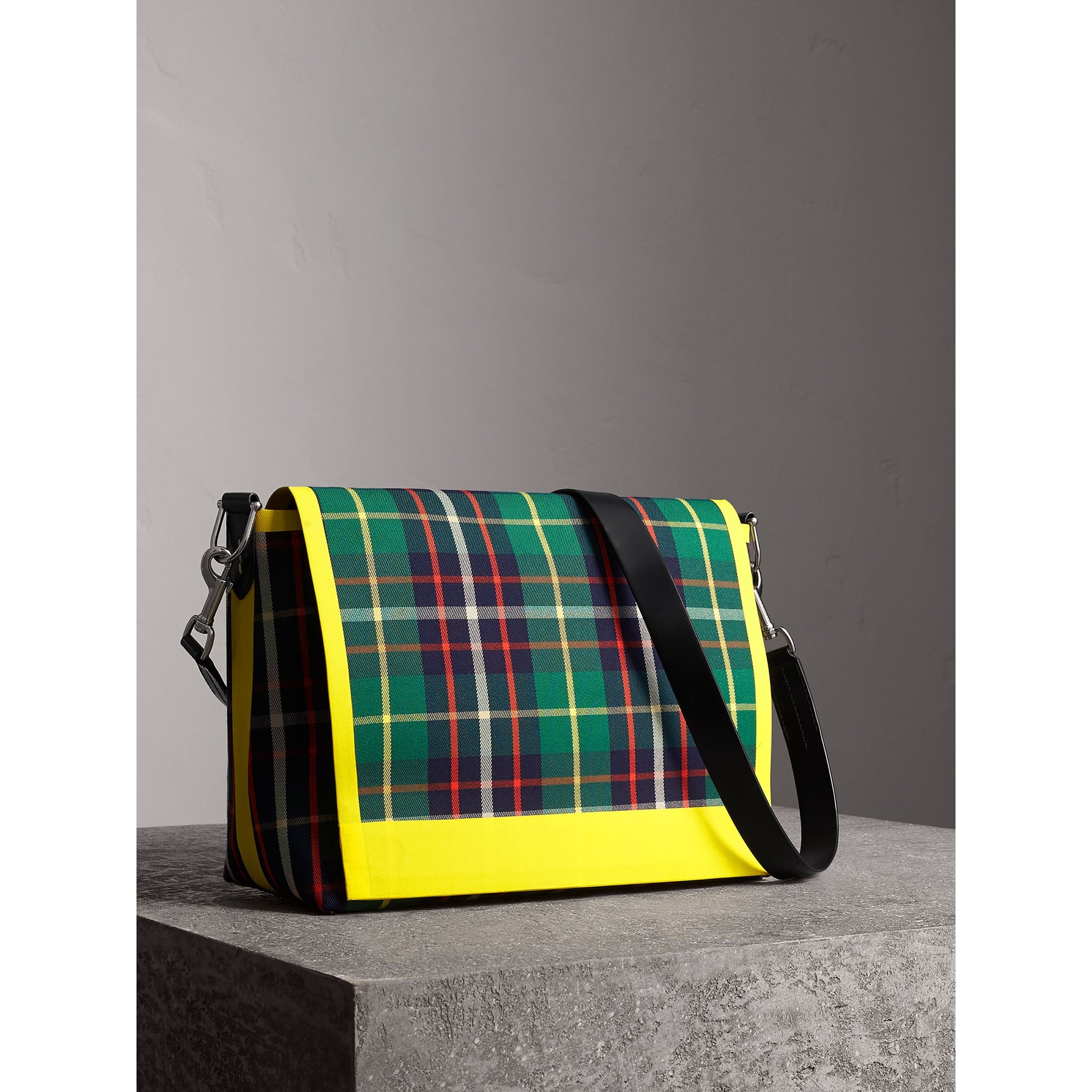 FOREST GREEN Grand sac Messenger en coton tartan