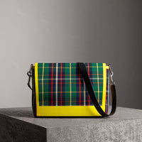 FOREST GREEN Grand sac Messenger en coton tartan