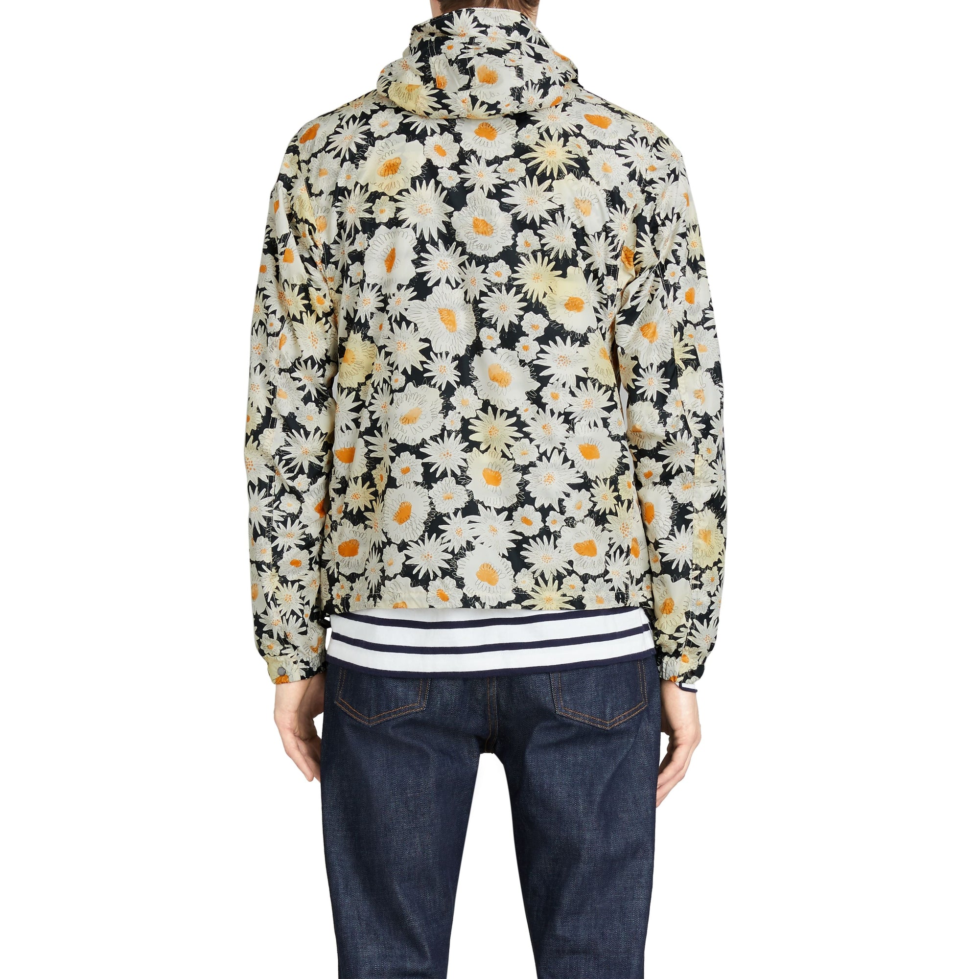 BLACK Veste à capuche en matière technique légère avec imprimé marguerite