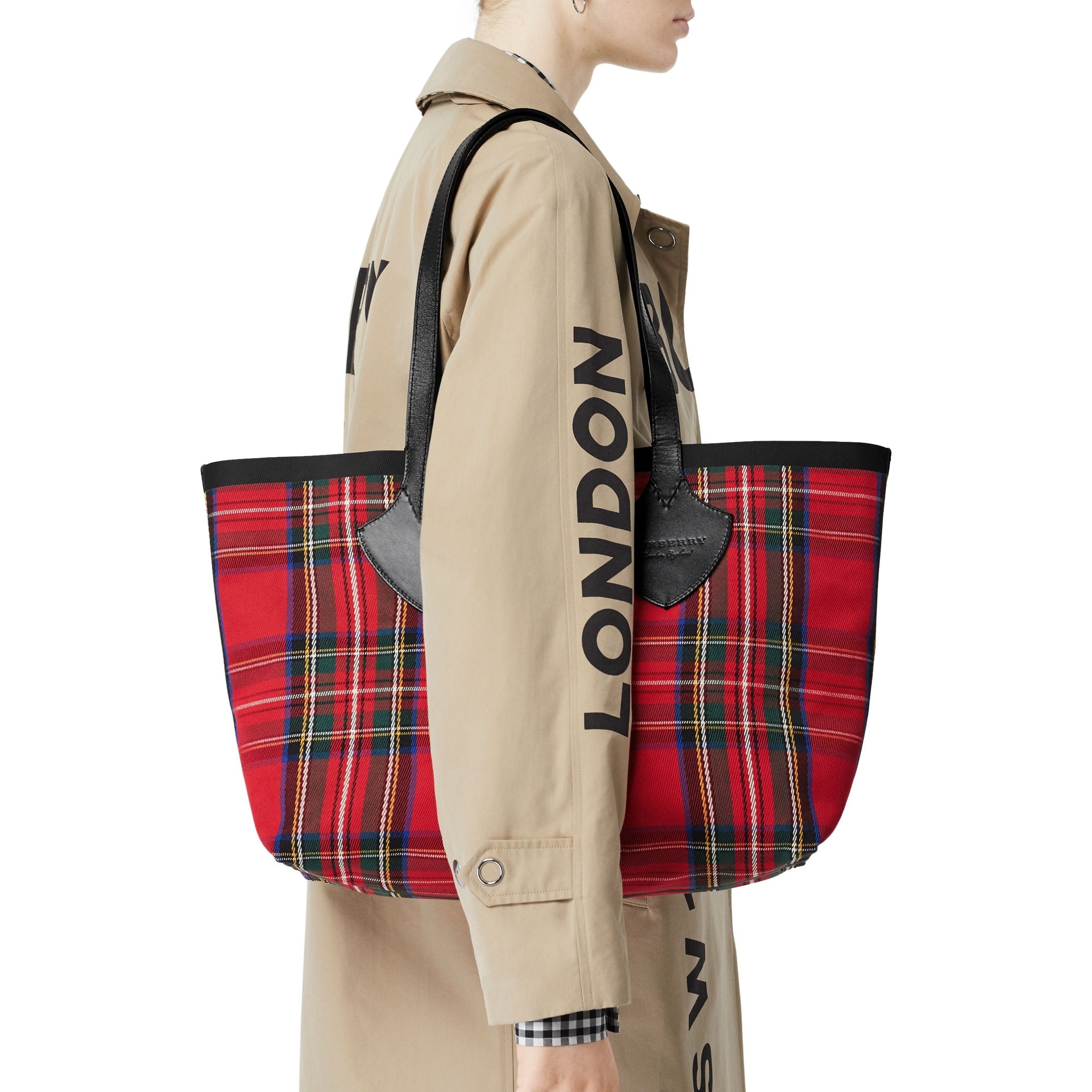 Sac tote the giant moyen en vintage check - Jaune antique & rouge vif